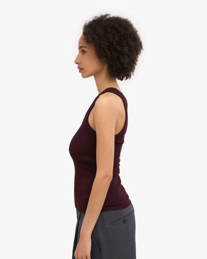 Débardeur en coton bio à côtes pour femme - Rouge sang de bœuf