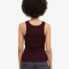 Débardeur en coton bio à côtes pour femme - Rouge sang de bœuf