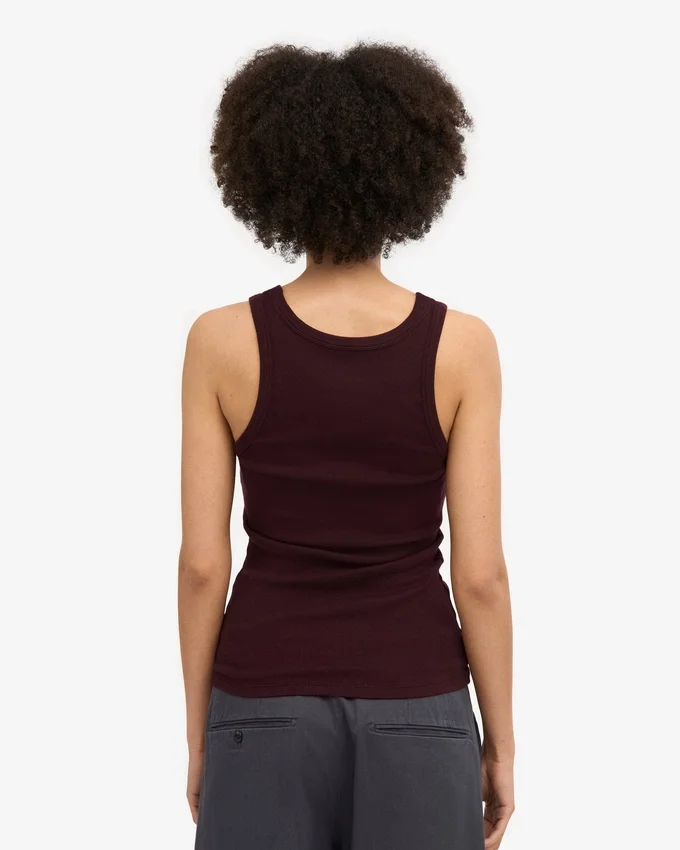 Débardeur en coton bio à côtes pour femme - Rouge sang de bœuf