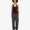 Débardeur en coton bio à côtes pour femme - Rouge sang de bœuf