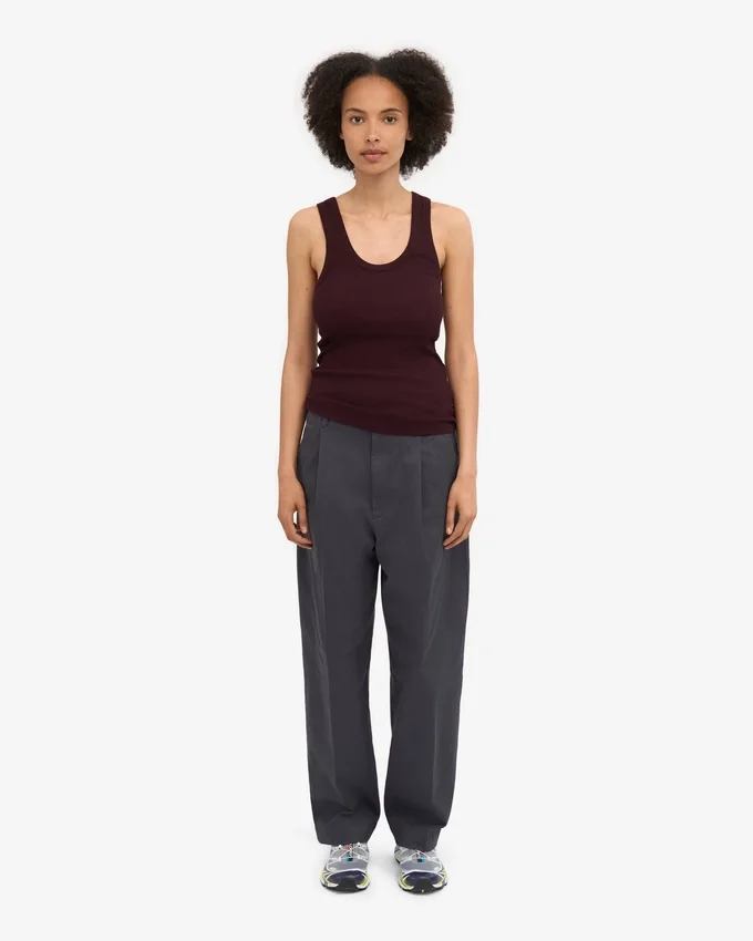 Débardeur en coton bio à côtes pour femme - Rouge sang de bœuf