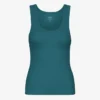 Débardeur en coton bio à côtes pour femme - Vert océan