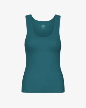 Débardeur en coton bio à côtes pour femme - Vert océan