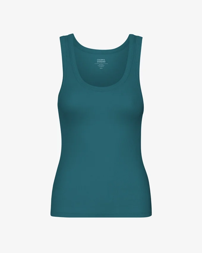 Débardeur en coton bio à côtes pour femme - Vert océan