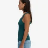 Débardeur en coton bio à côtes pour femme - Vert océan