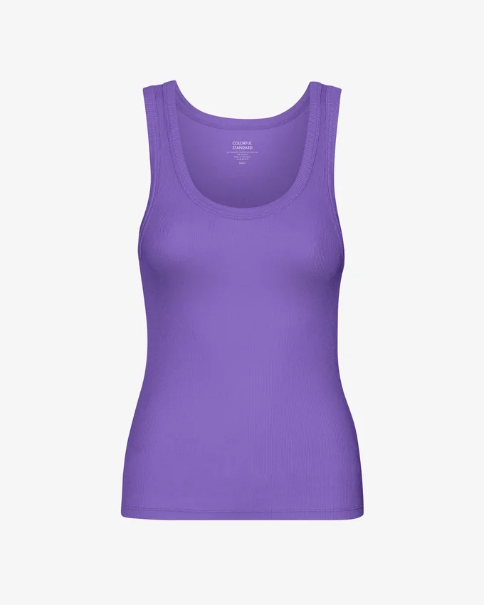 Débardeur en coton bio à côtes pour femme – Violet ultra