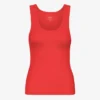 Débardeur en jersey côtelé bio pour femme - Rouge mandarine