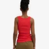 Débardeur en jersey côtelé bio pour femme - Rouge mandarine