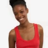 Débardeur en jersey côtelé bio pour femme - Rouge mandarine