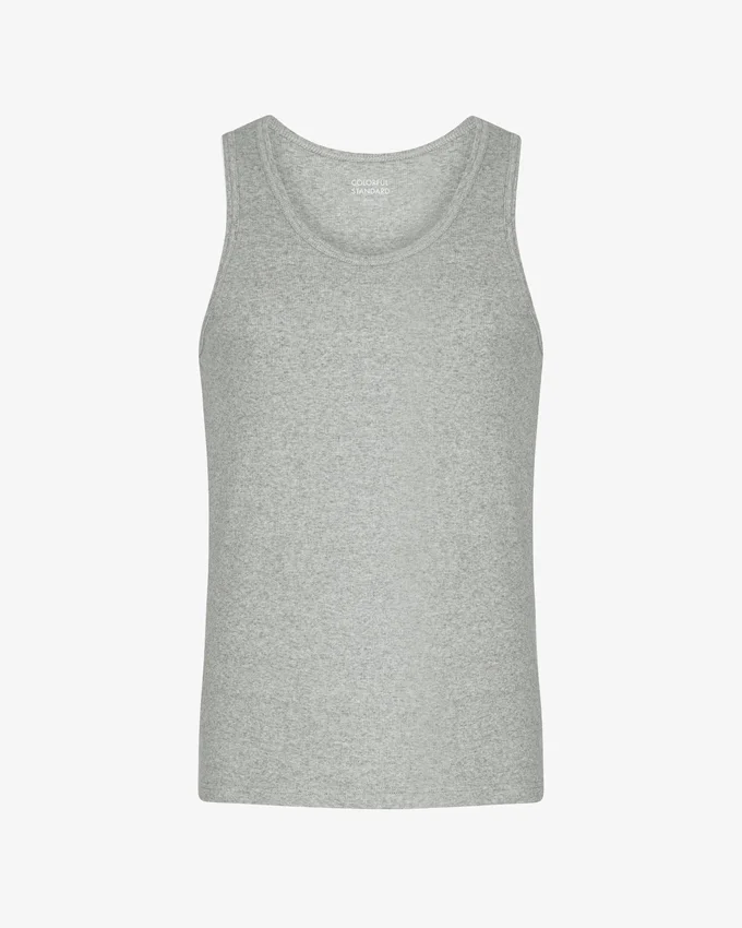 Débardeur en maille côtelée bio - Gris chiné