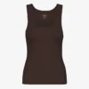 Débardeur en maille côtelée bio pour femme - Marron café