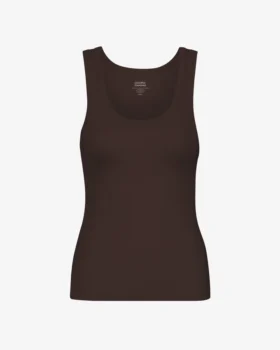 Débardeur en maille côtelée bio pour femme - Marron café