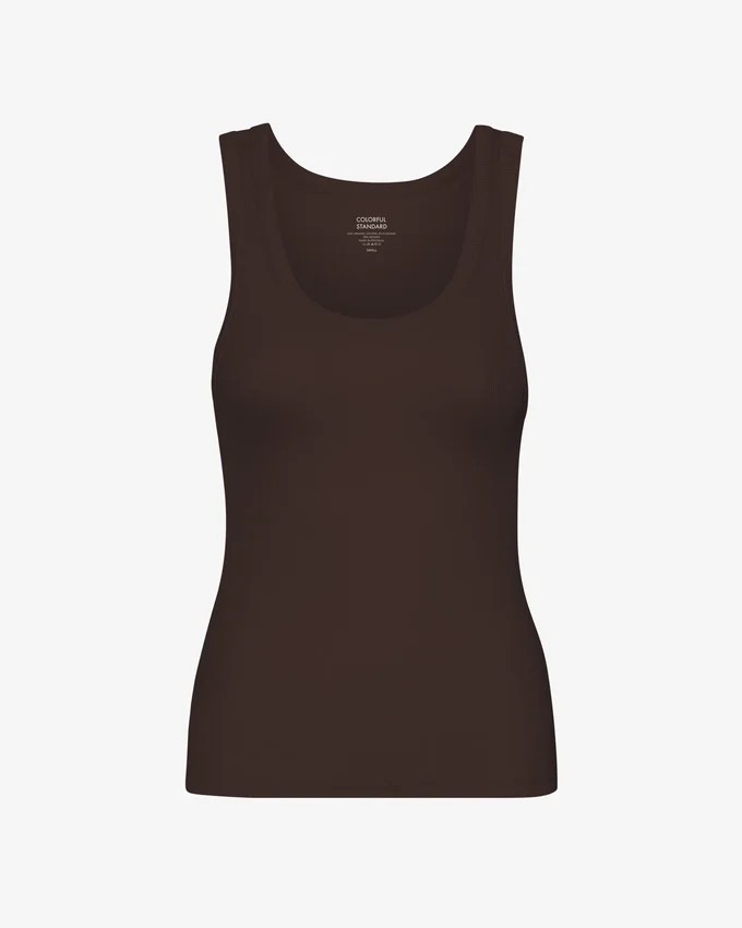 Débardeur en maille côtelée bio pour femme - Marron café