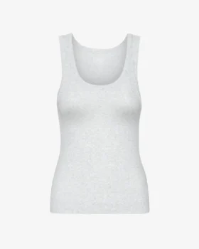 Débardeur en maille côtelée bio pour femme - Mélange neige