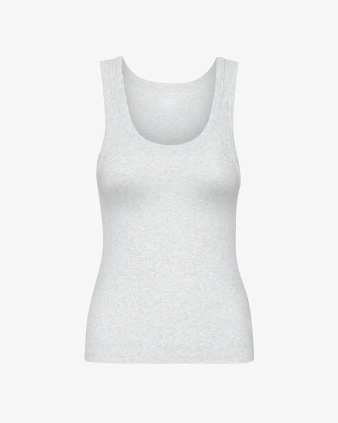Débardeur en maille côtelée bio pour femme - Mélange neige