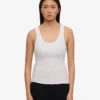 Débardeur en maille côtelée bio pour femme - Mélange neige