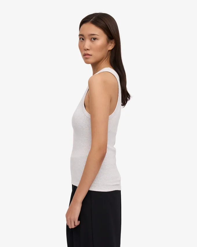 Débardeur en maille côtelée bio pour femme - Mélange neige