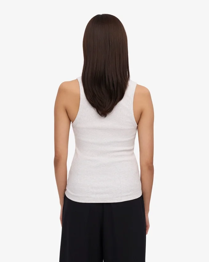 Débardeur en maille côtelée bio pour femme - Mélange neige