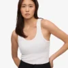 Débardeur en maille côtelée bio pour femme - Mélange neige