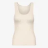 Débardeur en tricot côtelé bio pour femme - Blanc ivoire