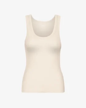Débardeur en tricot côtelé bio pour femme - Blanc ivoire