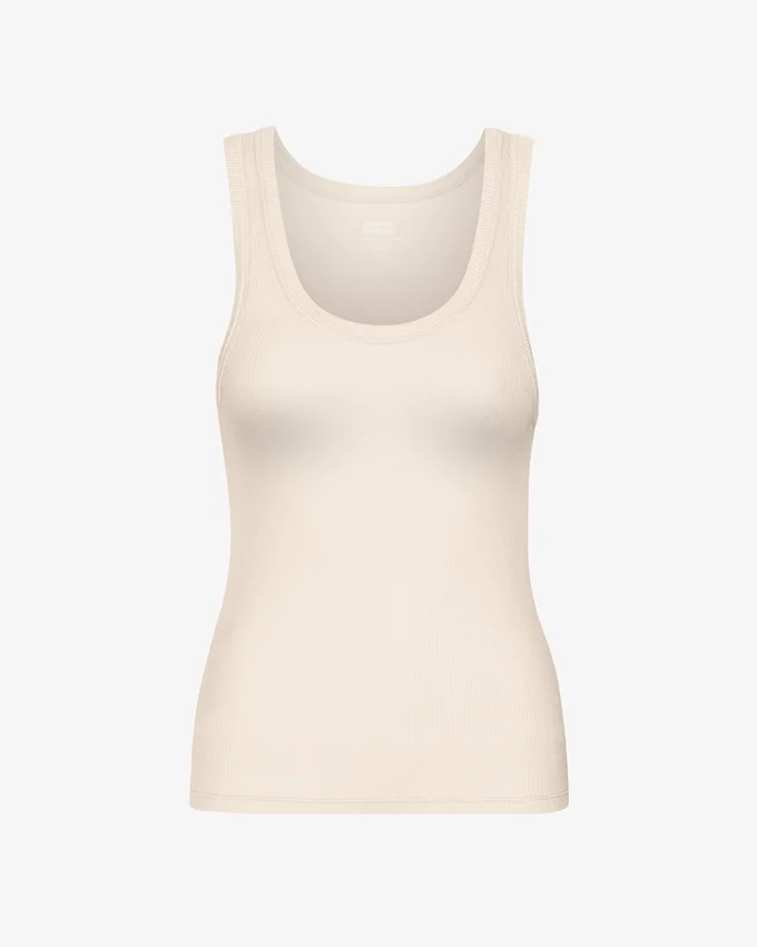 Débardeur en tricot côtelé bio pour femme - Blanc ivoire
