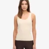 Débardeur en tricot côtelé bio pour femme - Blanc ivoire