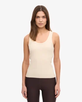 Débardeur en tricot côtelé bio pour femme – Blanc ivoire