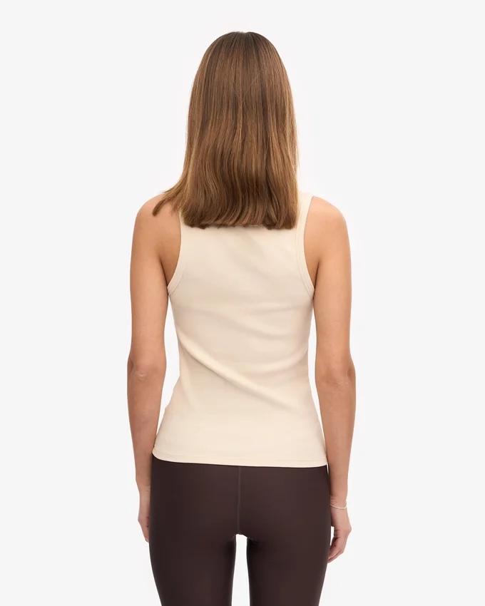 Débardeur en tricot côtelé bio pour femme - Blanc ivoire