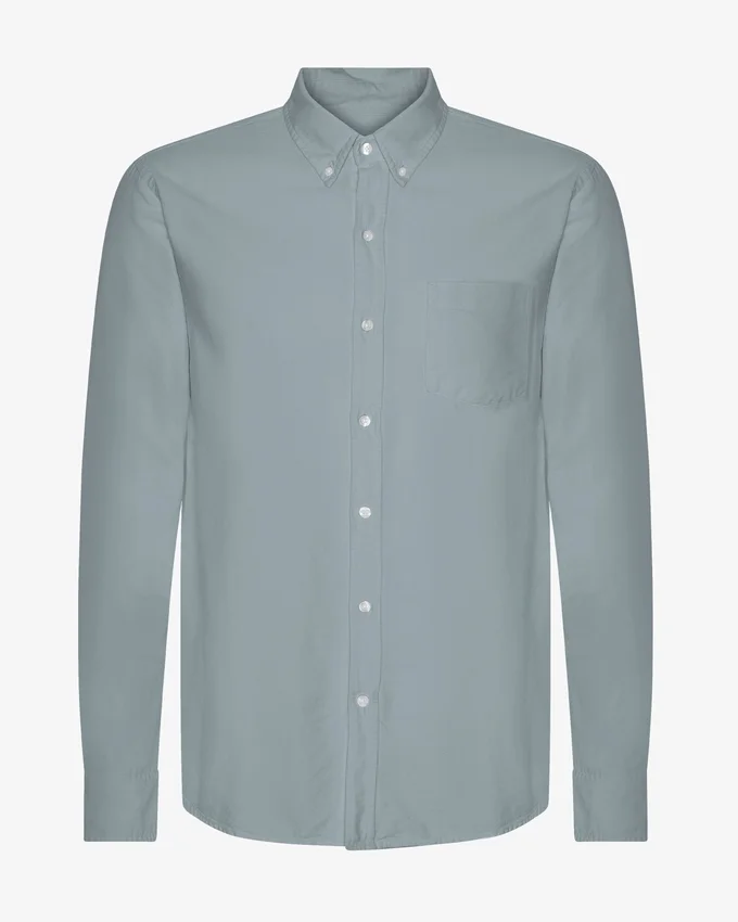 Organic Button Down chemise - Bleu acier