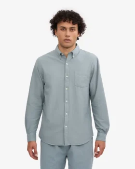 Organic Button Down chemise – Bleu acier