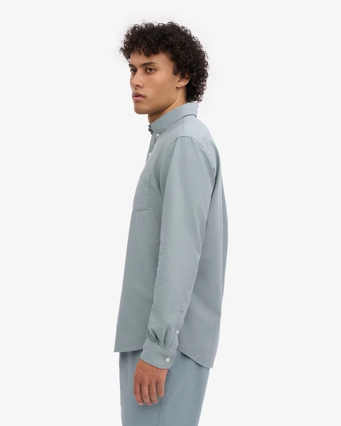Organic Button Down chemise - Bleu acier