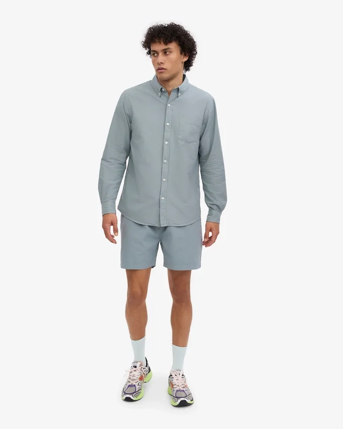 Organic Button Down chemise - Bleu acier