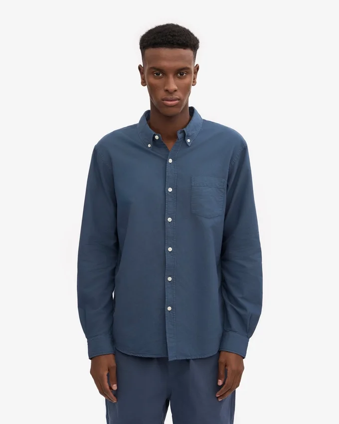 Organic Button Down chemise - Bleu pétrole