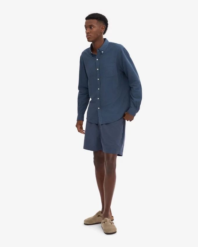 Organic Button Down chemise - Bleu pétrole