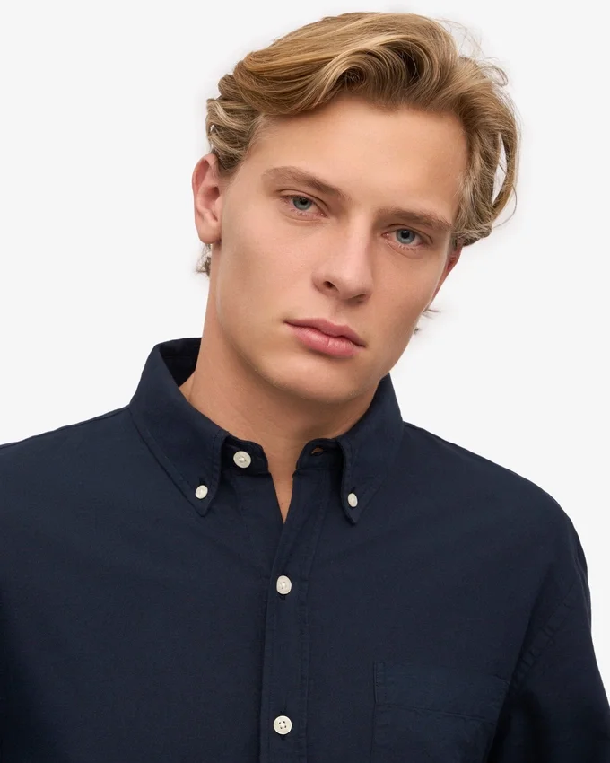 Organic Button Down Chemise en coton bio - Bleu marine