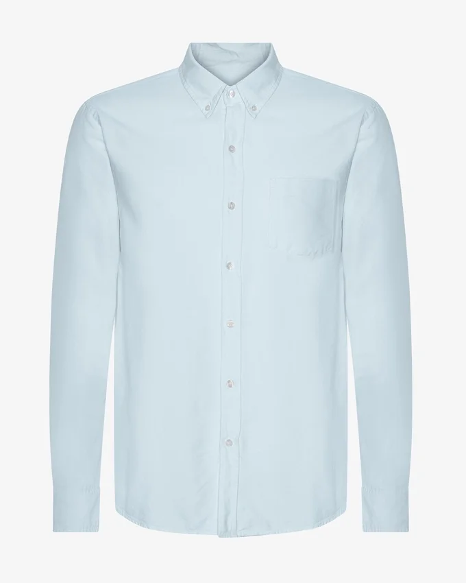 Organic Button Down Chemise en coton bio - Bleu polaire