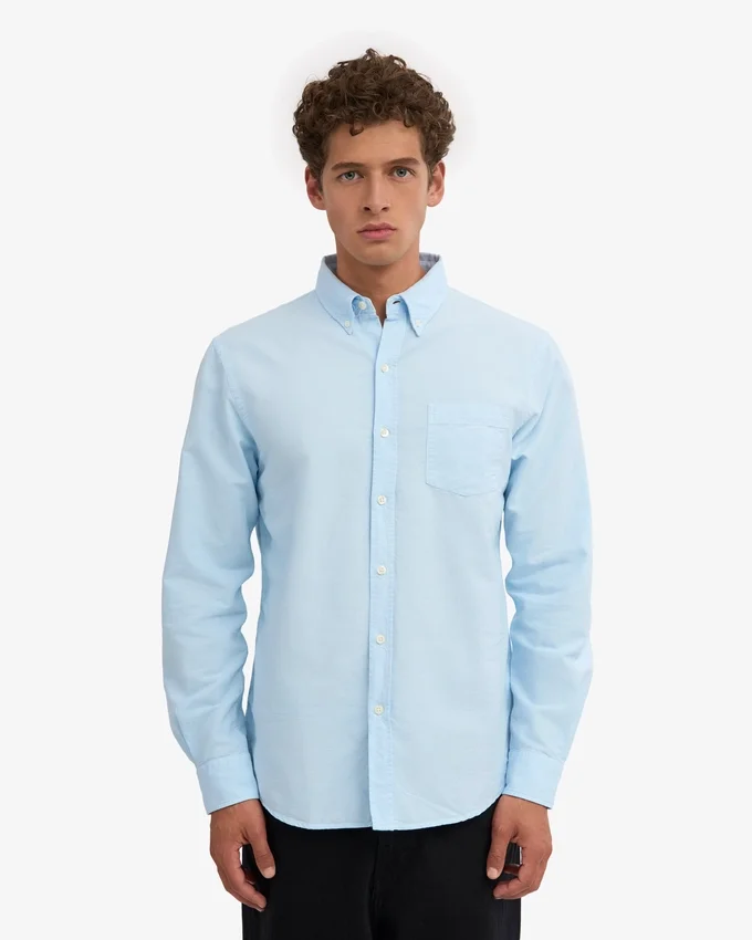 Organic Button Down Chemise en coton bio - Bleu polaire