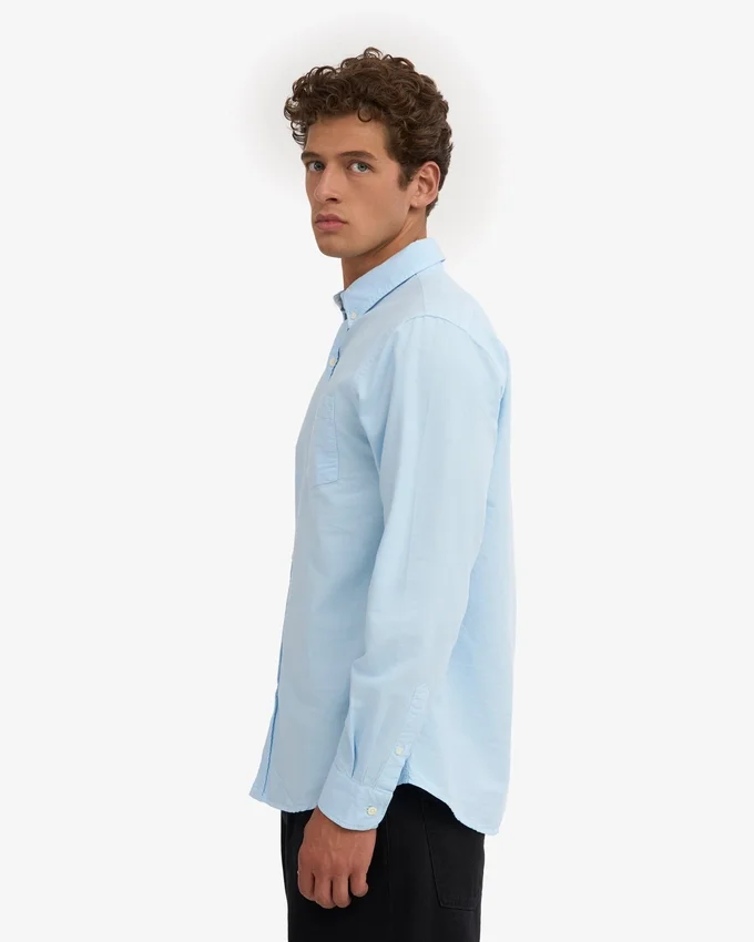 Organic Button Down Chemise en coton bio - Bleu polaire
