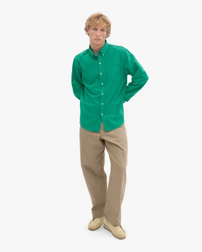 Organic Button Down Chemise en coton bio - Vert Kelly