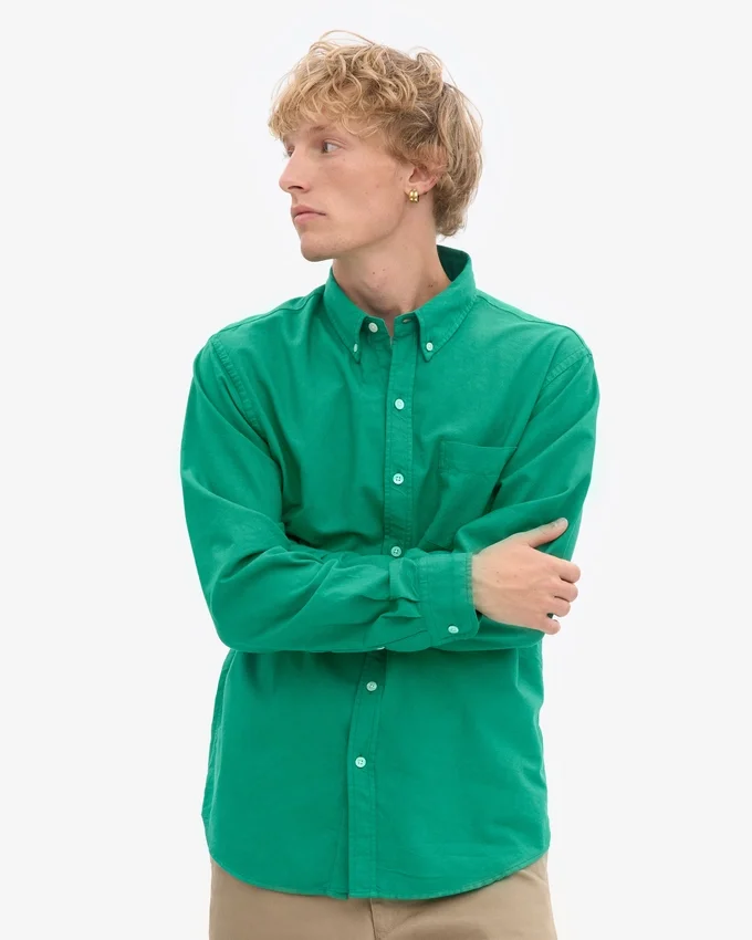 Organic Button Down Chemise en coton bio - Vert Kelly