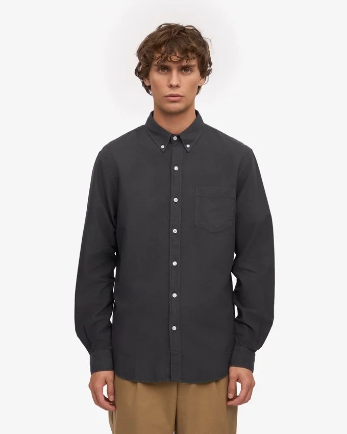 Organic Button Down Chemise - Gris lave