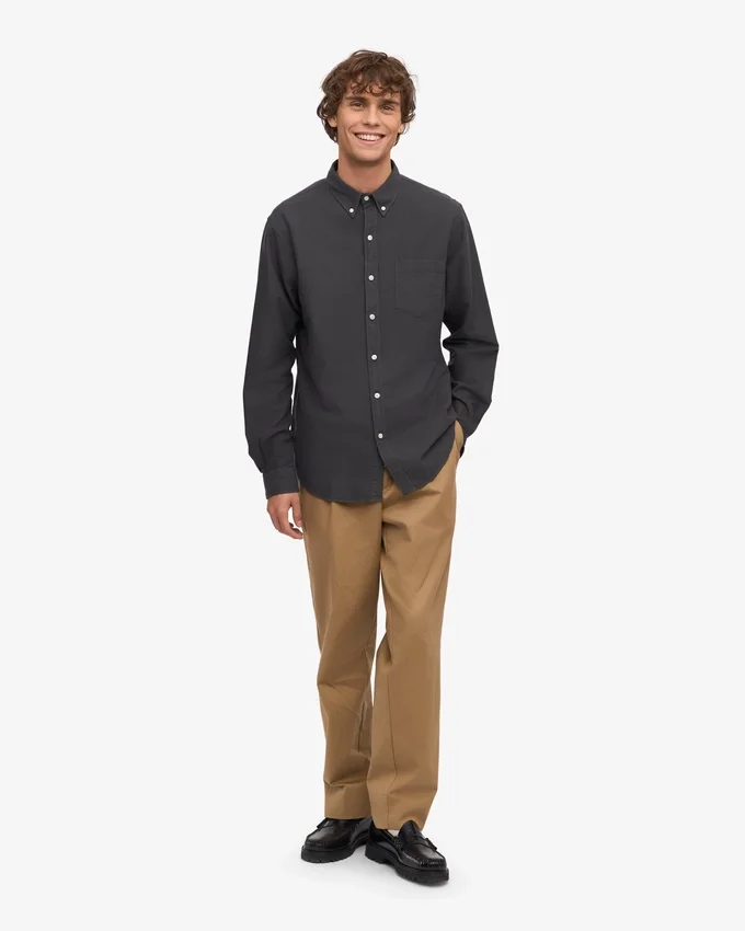 Organic Button Down Chemise - Gris lave