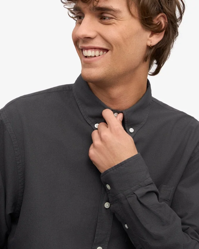 Organic Button Down Chemise - Gris lave