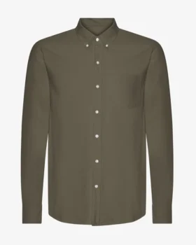 Organic Button Down Chemise - Olive poussiéreux