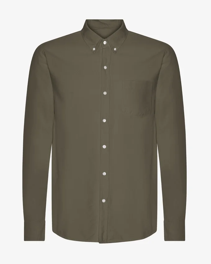 Organic Button Down Chemise - Olive poussiéreux