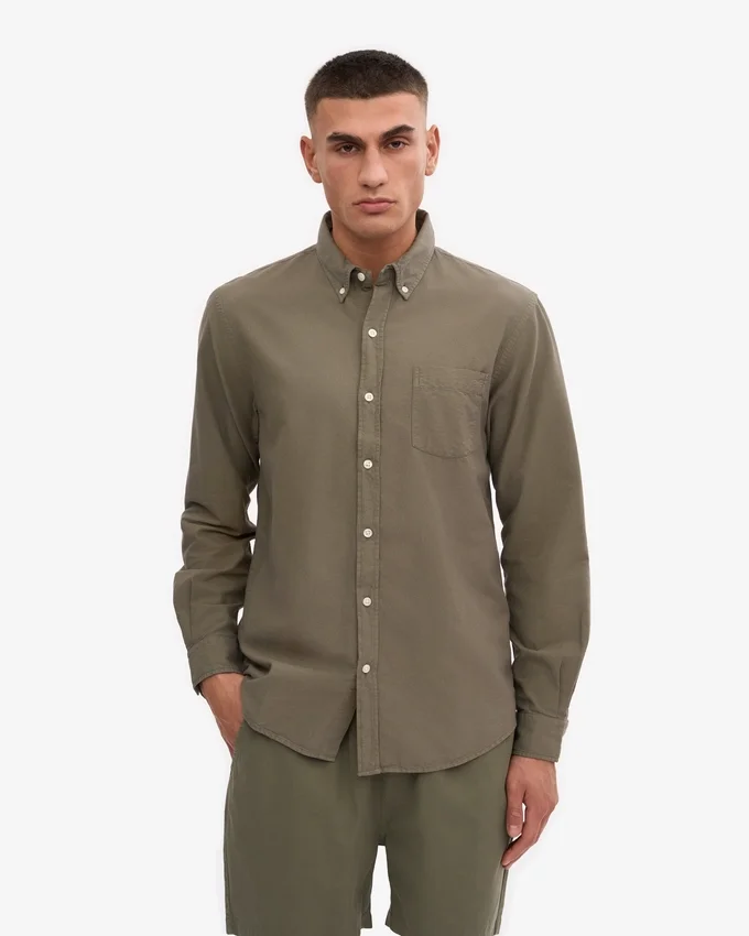 Organic Button Down Chemise - Olive poussiéreux