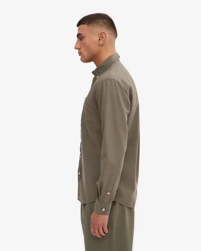 Organic Button Down Chemise - Olive poussiéreux