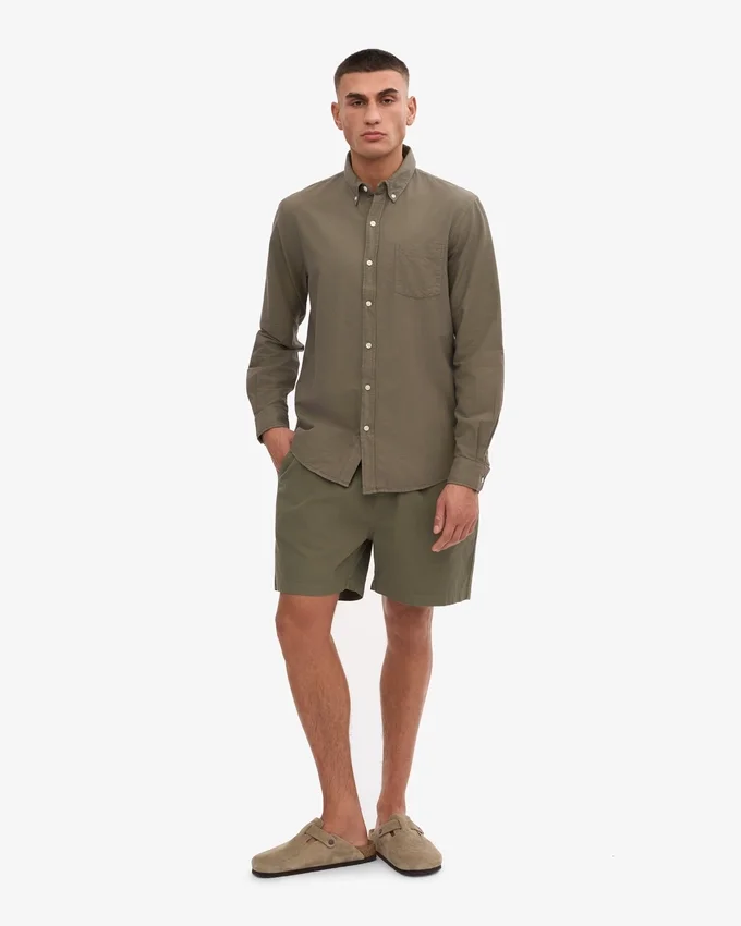 Organic Button Down Chemise - Olive poussiéreux