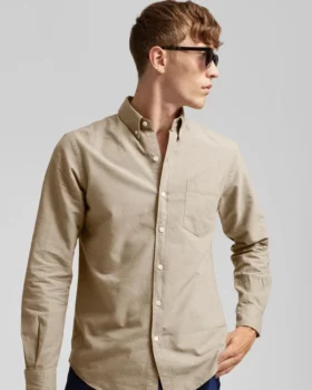 Organic Button Down chemise – Vert chasseur